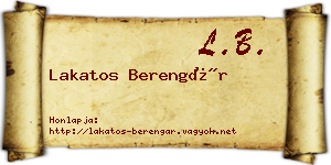 Lakatos Berengár névjegykártya